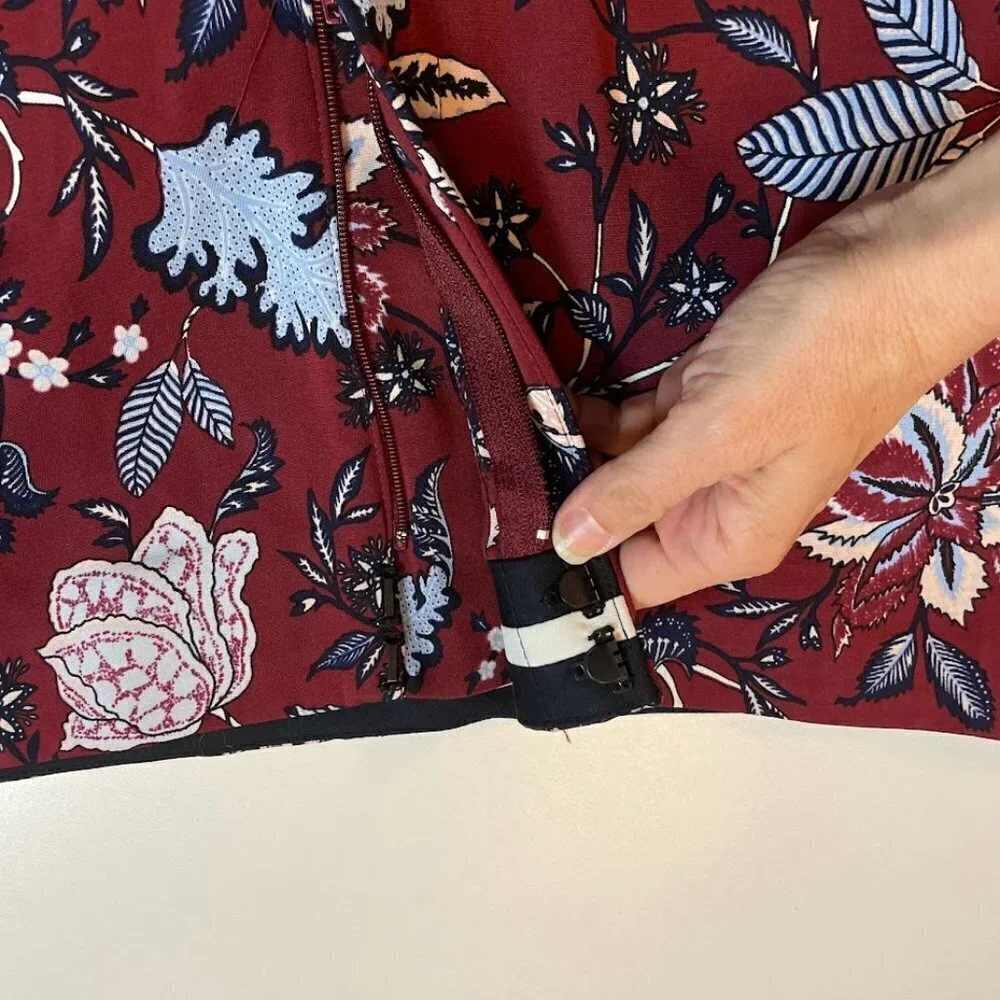 Diane Von Furstenberg Canton Brodeaux Silk Floral Pant Trouser Red Stretch Summe